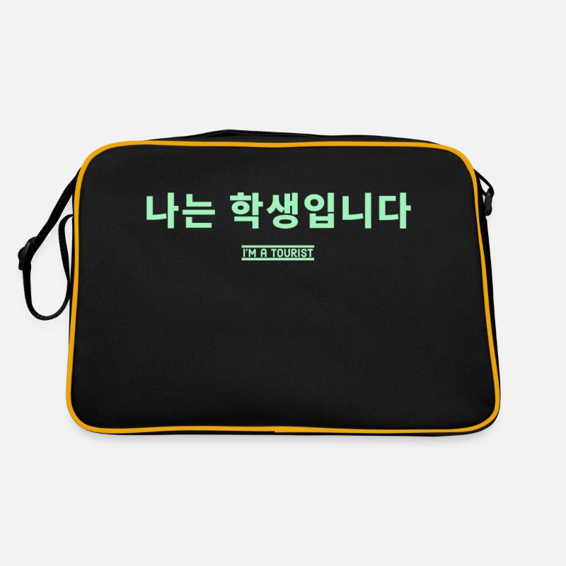 Koreanisch - Retro Tasche - Schwarz/Gold