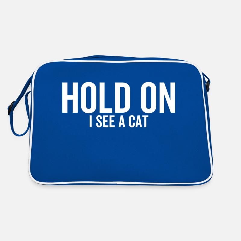 Warte Ich sehe eine Katze Retro Tasche