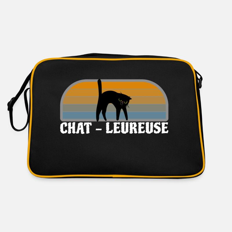 Chat noir , chat-leureuse. Sac Retro