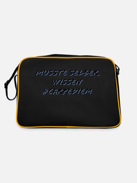 Musste selber wissen - Carpe Diem - Retro Tasche - Schwarz/Gold - Hinten