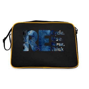 Recycle Use New Think neues Design - Retro Tasche - Schwarz/Gold - Hinten