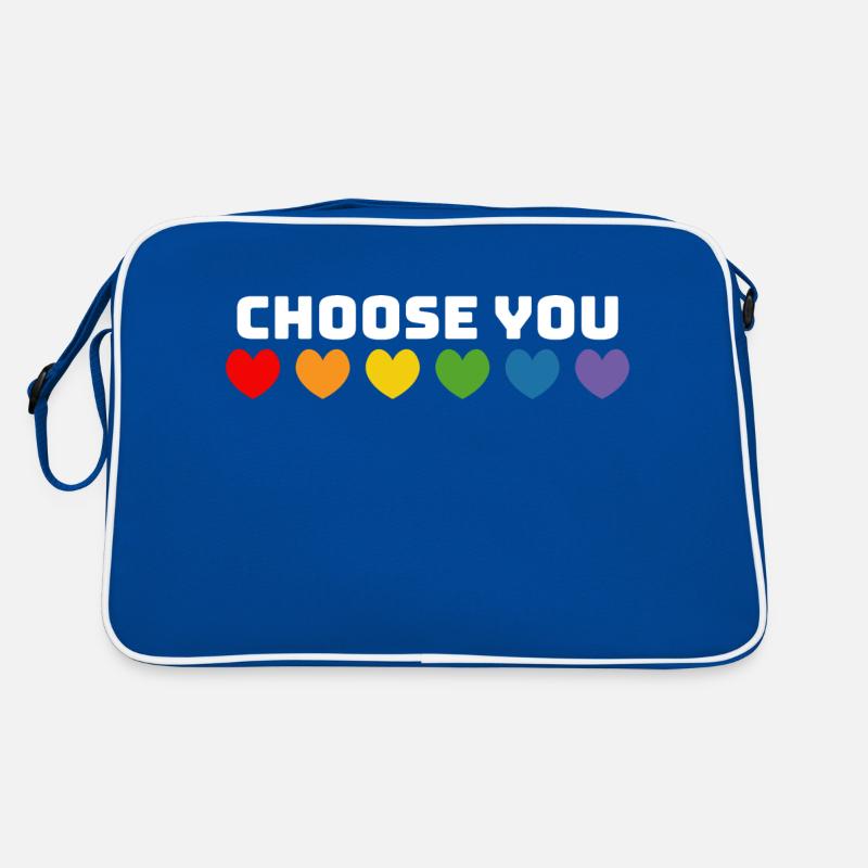 Les cœurs arc-en-ciel vous choisissent blanc Sac Retro