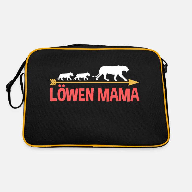 Mutter Löwen Mama - Retro Tasche - Schwarz/Gold