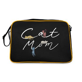 Cat-Mom! Katzen-Mama Retro Farben Katzen - Retro Tasche - Schwarz/Gold - Hinten