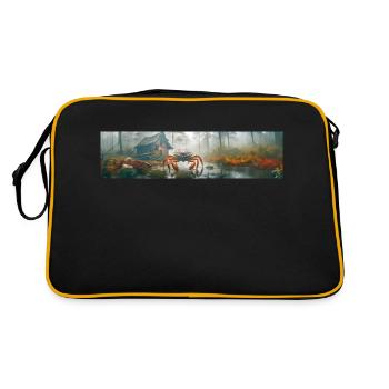 apocalypse giant crap in the foggy swamp - Retro Bag - black/gold - Back