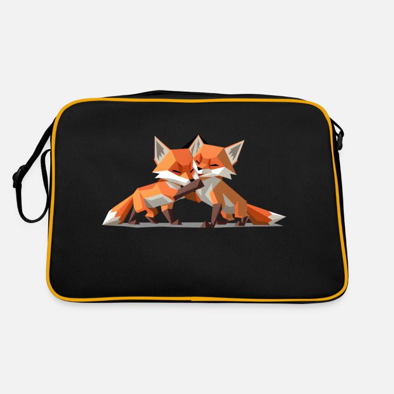 Low-poly Fox Cubs Retro Tasche