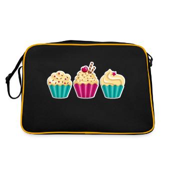 Cupcake - Muffin - Donut - Eis - Schokolade - DD - Retro Tasche - Schwarz/Gold - Hinten