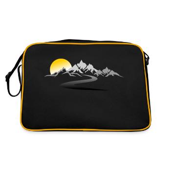 Reise - Berge Straße - Retro Tasche - Schwarz/Gold - Hinten