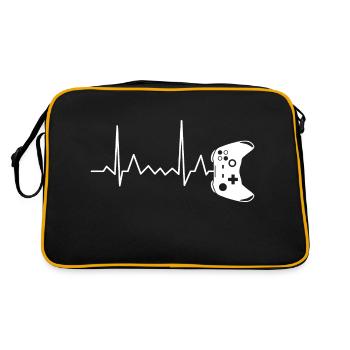Gamer Gamepad Controller Herzschlag EKG Puls - Retro Tasche - Schwarz/Gold - Hinten