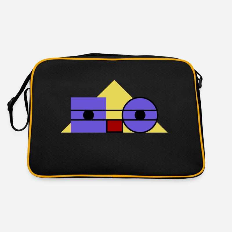 Roboface - das freundliche nerdy Roboter Gesicht - Retro Tasche - Schwarz/Gold