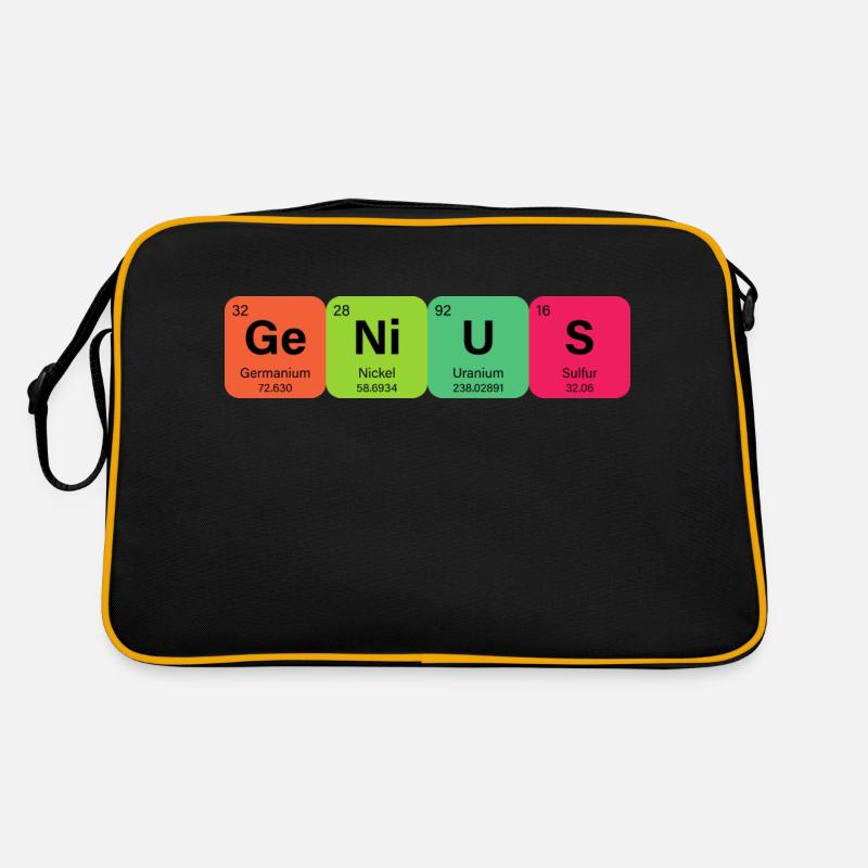 Genius Periodensystem Element - Retro Tasche - Schwarz/Gold