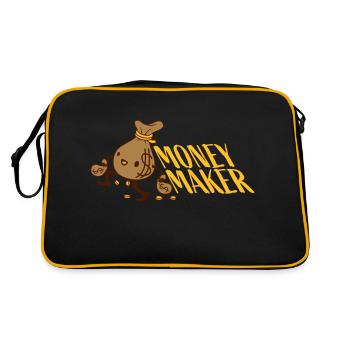 Money Maker glücklicher Geldsack - Retro Tasche - Schwarz/Gold - Hinten