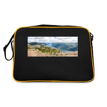 Rock Formations Lysefjord landscape at Prekestolen - Retro Bag - black/gold - Back