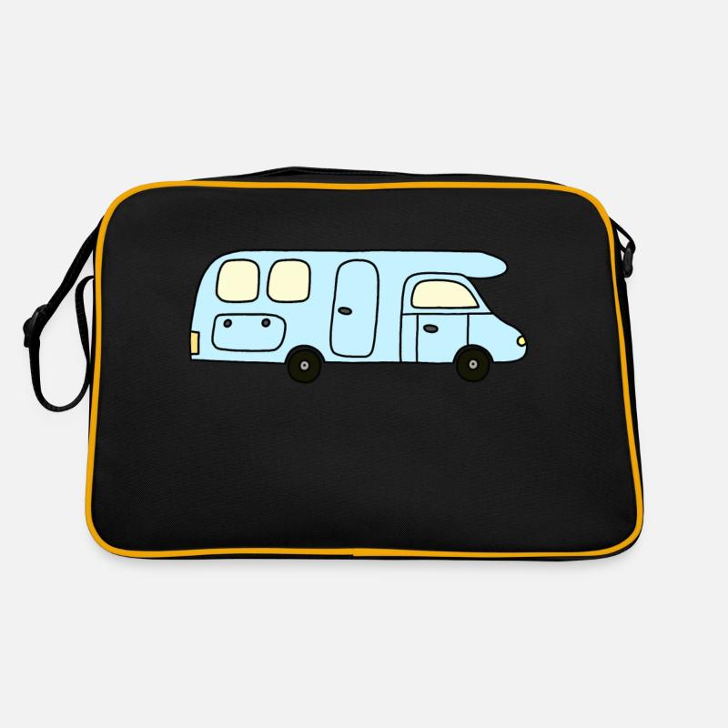 Camper hellblau - Retro Tasche - Schwarz/Gold