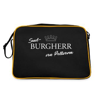 Sand-Burgherr von Pellworm - Retro Tasche - Schwarz/Gold - Hinten