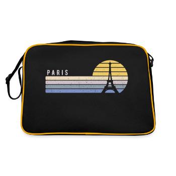 Île-de-France Frankreich Paris Franzose - Retro Tasche - Schwarz/Gold - Hinten
