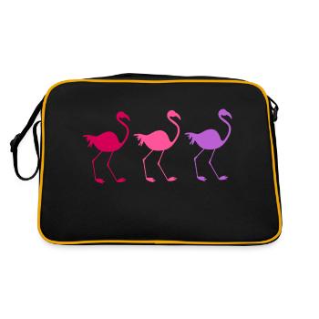 Three colorful flamingos - Retro Bag - black/gold - Back