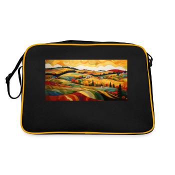 Sanfte Hügel - Retro Tasche - Schwarz/Gold - Hinten