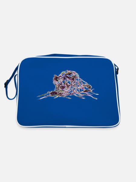 Hyäne Abstract - Retro Tasche - Blau/Weiß - Hinten