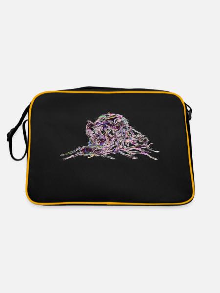 Hyäne Abstract - Retro Tasche - Schwarz/Gold - Hinten