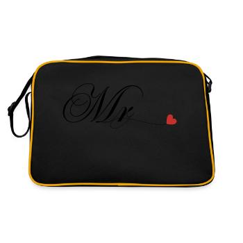 T-shirt de couple assorti Mr et Mme - Sac Retro - noir/or - Dos