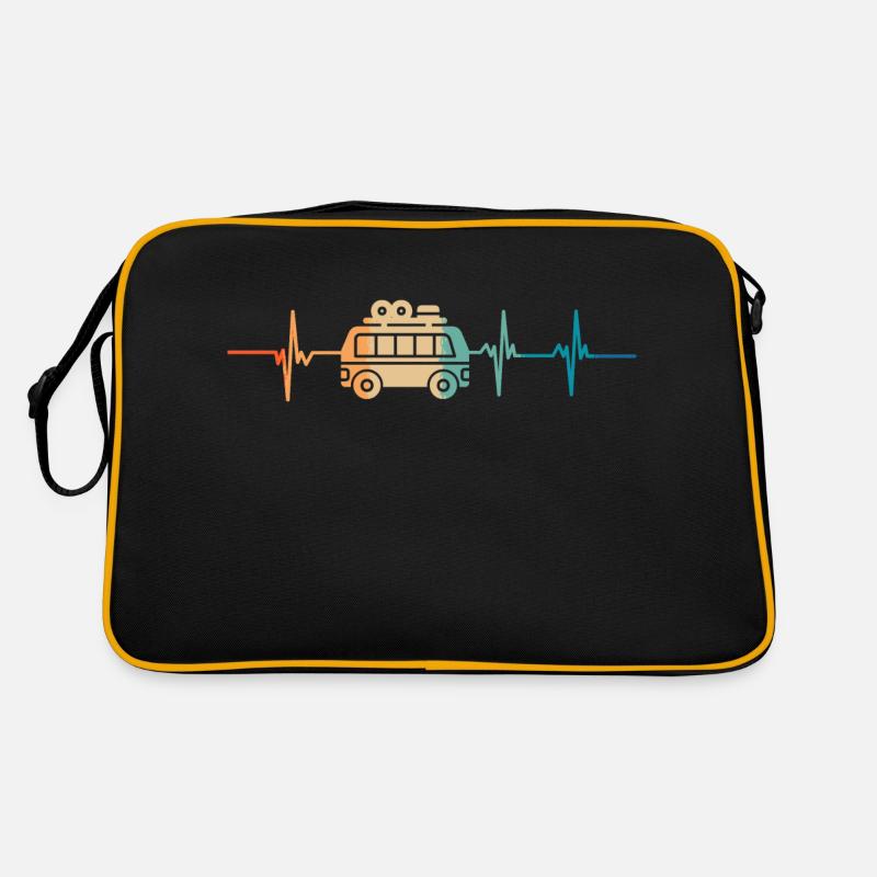 Heartbeat Campingbus - Retro Tasche - Schwarz/Gold