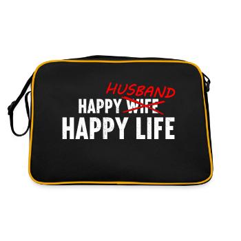 Femme heureuse mari vie heureuse LGBTQ devenu gay - Sac Retro - noir/or - Dos