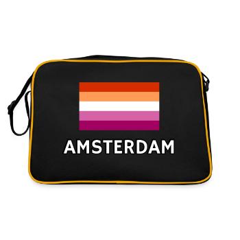 Drapeau de la fierté lesbienne d’Amsterdam - Sac Retro - noir/or - Dos
