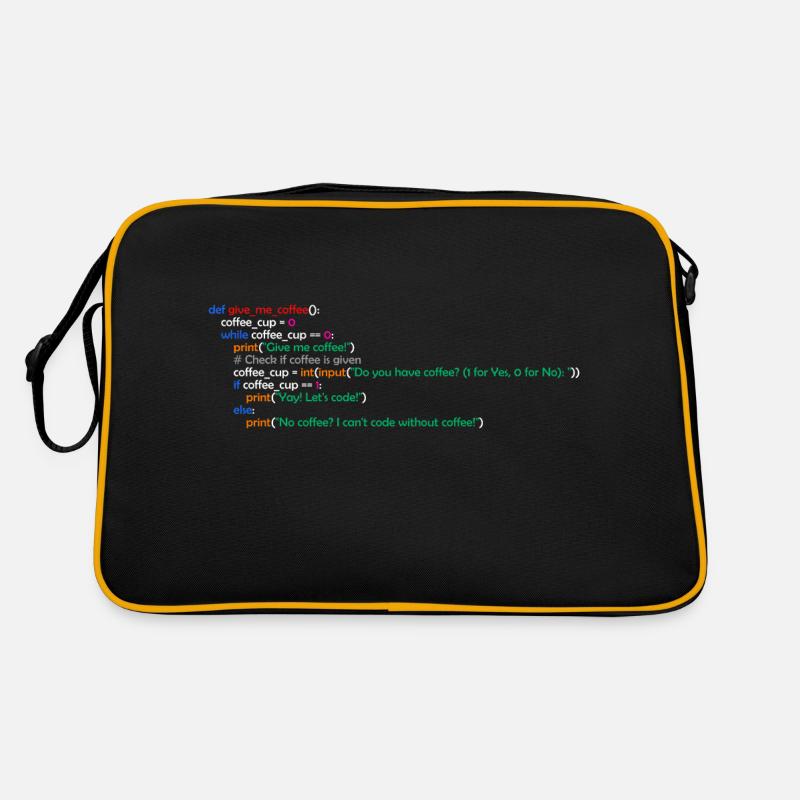 Kaffee, Programmierung, Lustig, Coffee - Retro Tasche - Schwarz/Gold