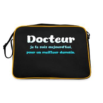 Docteur médecin infirmier sante blouse blanche - Sac Retro - noir/or - Dos
