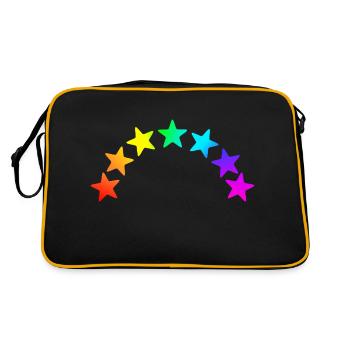 Colorful Stars - Rainbow Gradient - Retro Bag - black/gold - Back