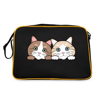 Two peeking funny cats - Retro Bag - black/gold - Back