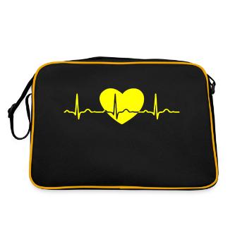 ECG HEART LINE yellow - Retro Bag - black/gold - Back