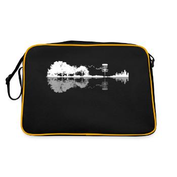 Disc Golf Sunset Gitarre Gitarrist Spieler Golfen - Retro Tasche - Schwarz/Gold - Hinten