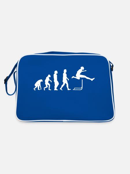 Hürdenlauf Leichtathletik Geschenk Hürdenläufer - Retro Tasche - Blau/Weiß - Hinten