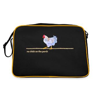Sei kein Huhn auf der Stange! - Retro Tasche - Schwarz/Gold - Hinten
