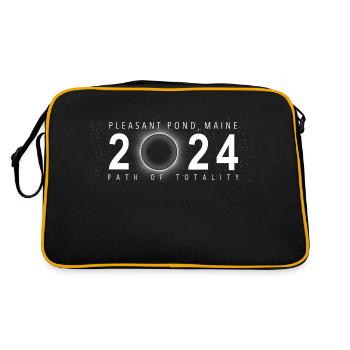 Sonnenfinsternis angenehmer Teich Maine 8. April 2024 - Retro Tasche - Schwarz/Gold - Hinten