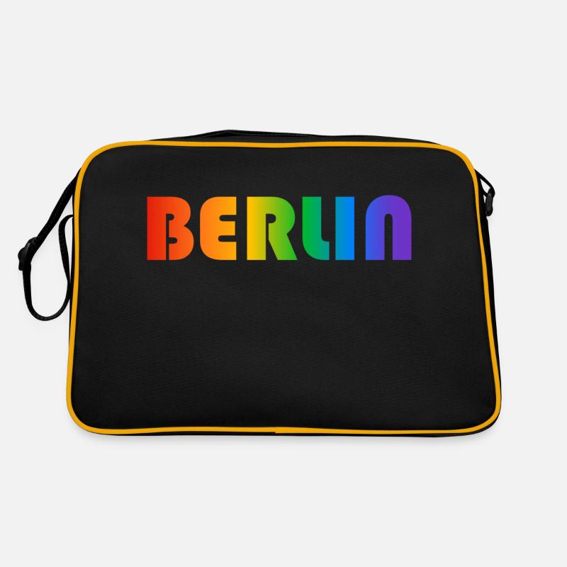 Berliner Regenbogen Text Retro Tasche
