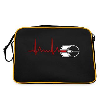Gamer PC Maus Herzschlag EKG Puls - Retro Tasche - Schwarz/Gold - Hinten