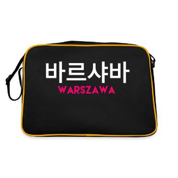 Warschau Sprache Koreanisch - Stadt Polen - Retro Tasche - Schwarz/Gold - Hinten