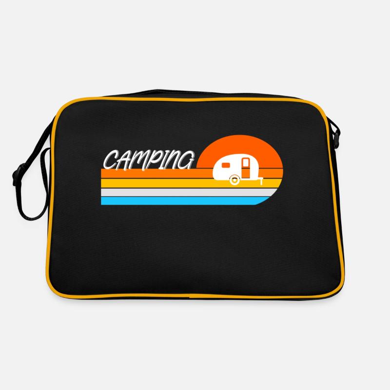 Camping Wohnwagen - Retro Tasche - Schwarz/Gold