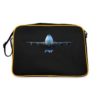 747 Flugzeug Airline Jumbojet - Retro Tasche - Schwarz/Gold - Hinten
