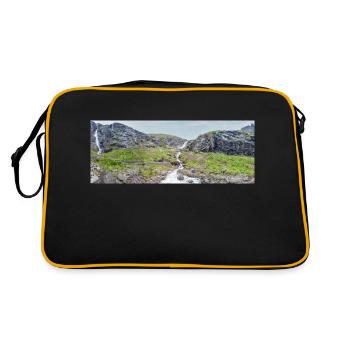 Trollstigen, Tverelva Landschaft Stigfossen Norwegen - Retro Tasche - Schwarz/Gold - Hinten