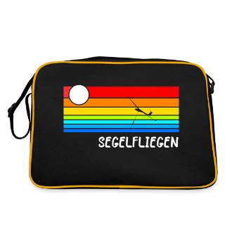 Segelflugzeug Segelfliegen Segelflieger Pilot Idee - Retro Tasche - Schwarz/Gold - Hinten
