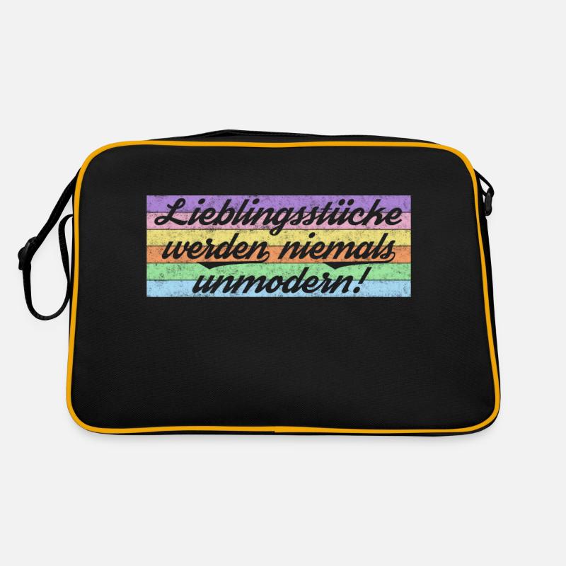 Lieblingsstücke werden niemals unmodern - Retro Tasche - Schwarz/Gold
