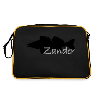 Zander in schwarz mit grauer Schrift - Retro Tasche - Schwarz/Gold - Hinten