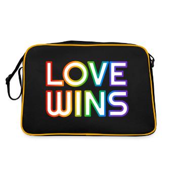 Love Wins arc-en-ciel LGBTQ gay pride slogan - Sac Retro - noir/or - Dos