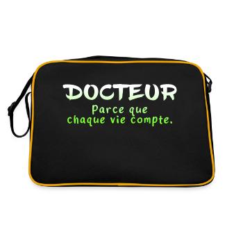 Docteur médecin infirmier sante blouse blanche - Sac Retro - noir/or - Dos