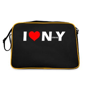 I Love Normandy - J'aime la Normandie - Retro Tasche - Schwarz/Gold - Hinten