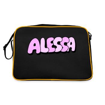 Alessa - Retro Tasche - Schwarz/Gold - Hinten